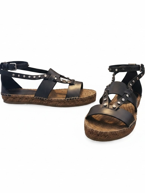 Jimmy Choo Shoes - Jimmy Choo Black Studded Espadrille-Style Ankle-Strap Sandals NWOB size 38 5